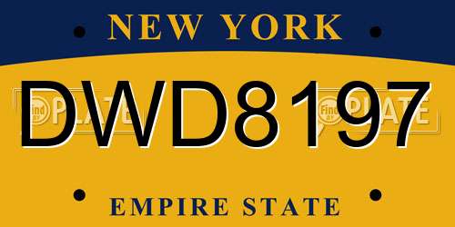 DWD8197 New York License Plate