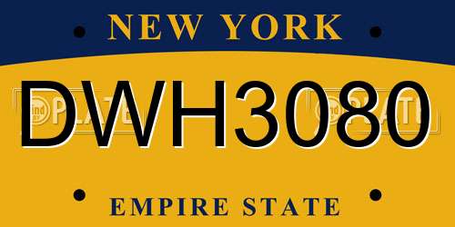 DWH3080 New York License Plate