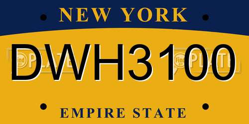 DWH3100 New York License Plate