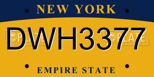 DWH3377 New York License Plate