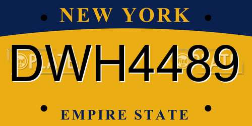 DWH4489 New York License Plate