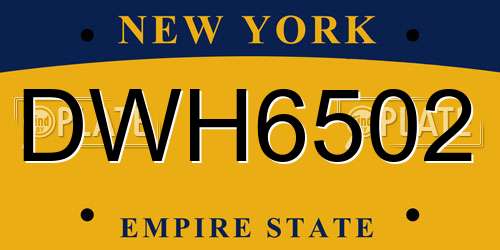DWH6502 New York License Plate