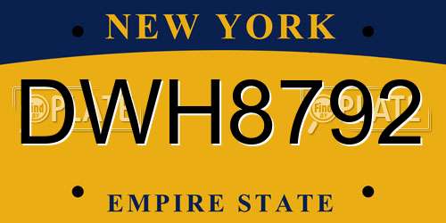 DWH8792 New York License Plate