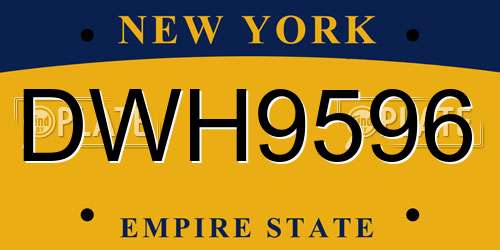 DWH9596 New York License Plate