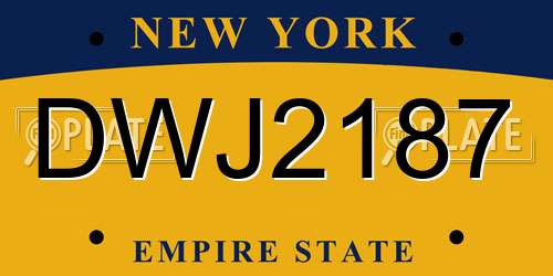 DWJ2187 New York License Plate