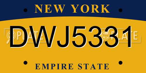 DWJ5331 New York License Plate