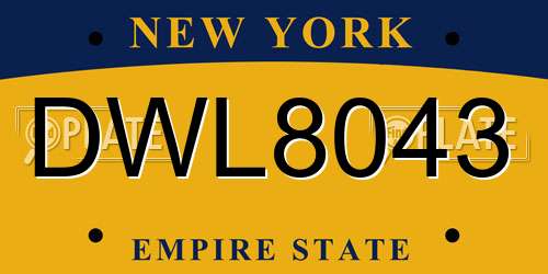 DWL8043 New York License Plate