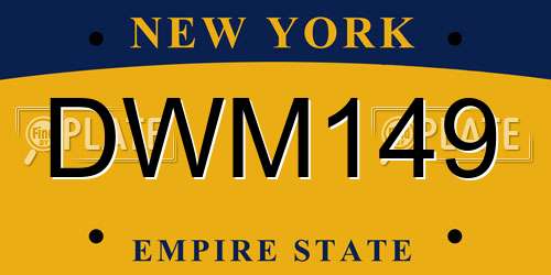 DWM149 New York License Plate