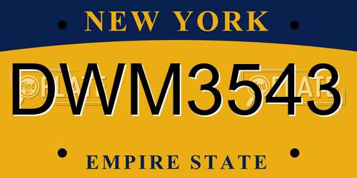 DWM3543 New York License Plate
