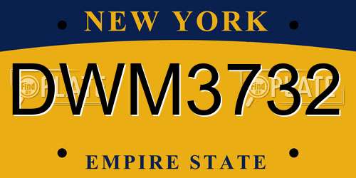 DWM3732 New York License Plate