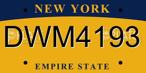 DWM4193 New York License Plate