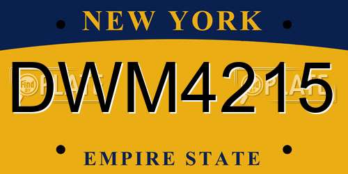 DWM4215 New York License Plate