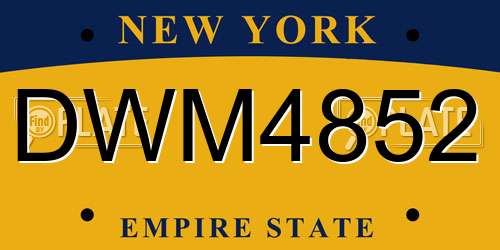 DWM4852 New York License Plate