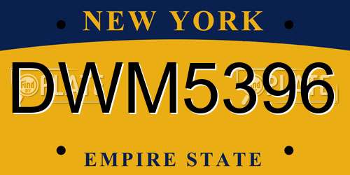 DWM5396 New York License Plate