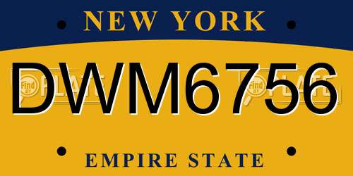 DWM6756 New York License Plate