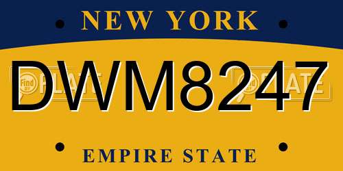 DWM8247 New York License Plate