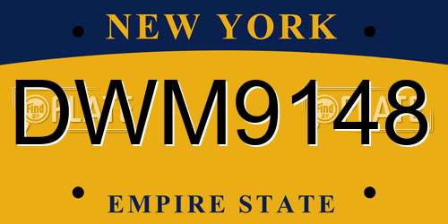 DWM9148 New York License Plate