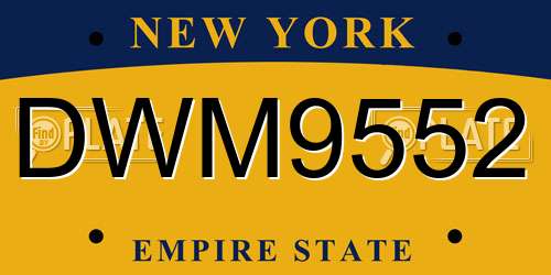 DWM9552 New York License Plate
