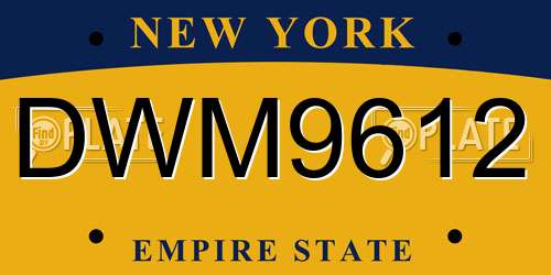 DWM9612 New York License Plate