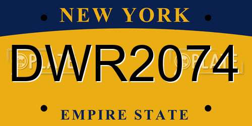 DWR2074 New York License Plate