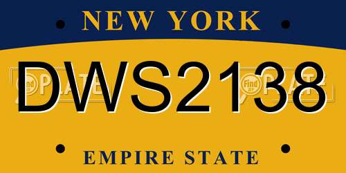 DWS2138 New York License Plate