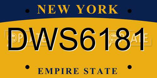 DWS6181 New York License Plate