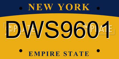 DWS9601 New York License Plate