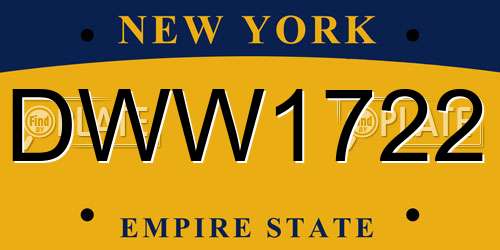DWW1722 New York License Plate