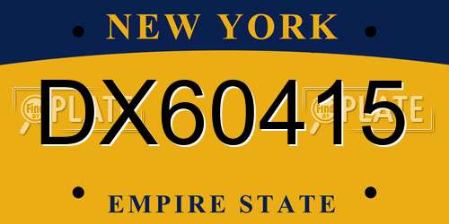 DX60415 New York License Plate