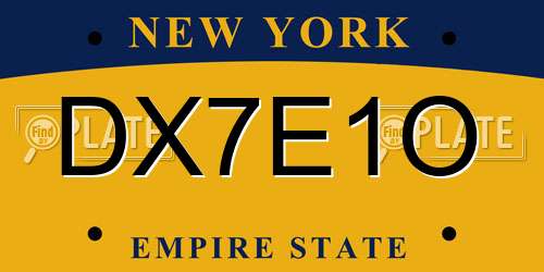 DX7E1O New York License Plate