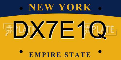DX7E1Q New York License Plate