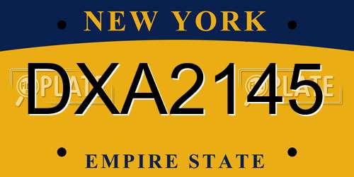 DXA2145 New York License Plate