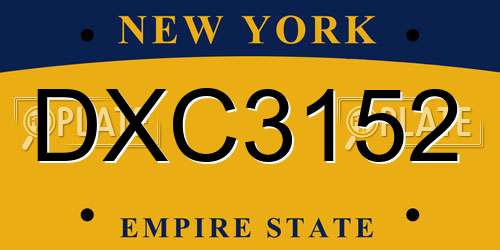 DXC3152 New York License Plate