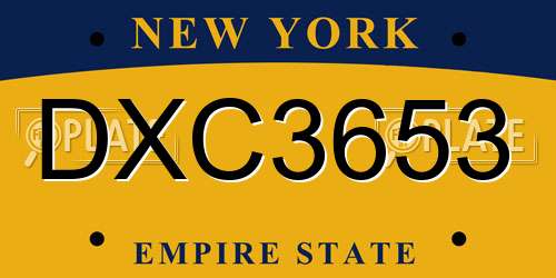 DXC3653 New York License Plate