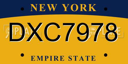 DXC7978 New York License Plate