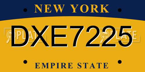 DXE7225 New York License Plate