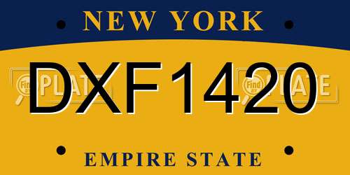 DXF1420 New York License Plate