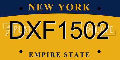 DXF1502 New York License Plate