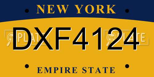 DXF4124 New York License Plate