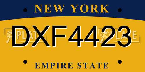 DXF4423 New York License Plate