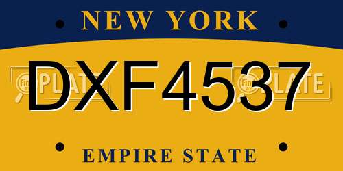 DXF4537 New York License Plate