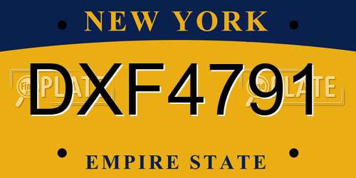 DXF4791 New York License Plate