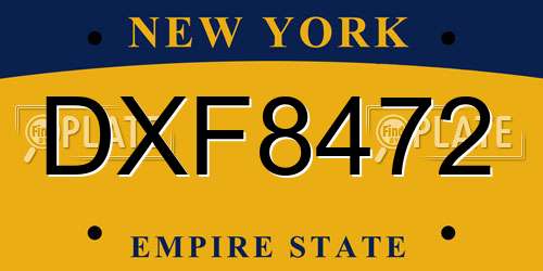 DXF8472 New York License Plate
