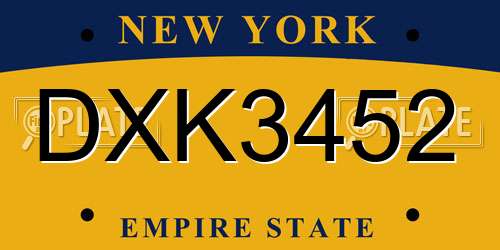 DXK3452 New York License Plate