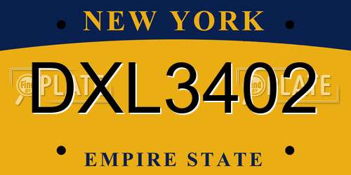 DXL3402 New York License Plate