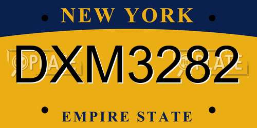 DXM3282 New York License Plate