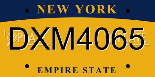 DXM4065 New York License Plate