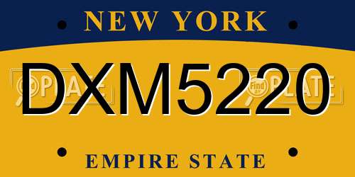 DXM5220 New York License Plate