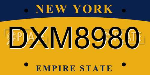 DXM8980 New York License Plate