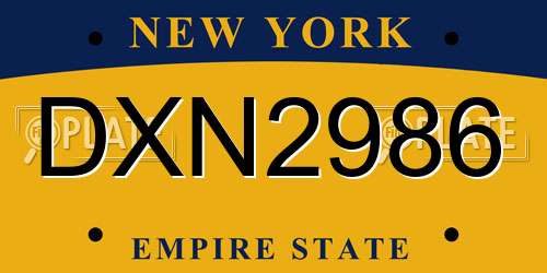 DXN2986 New York License Plate